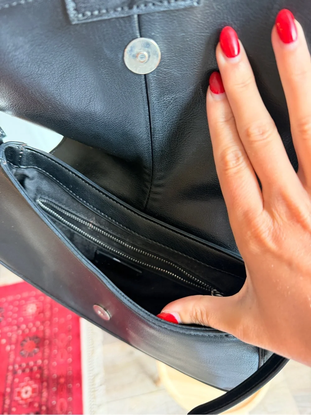 Zara Black Shoulder Bag with Buckle Straps